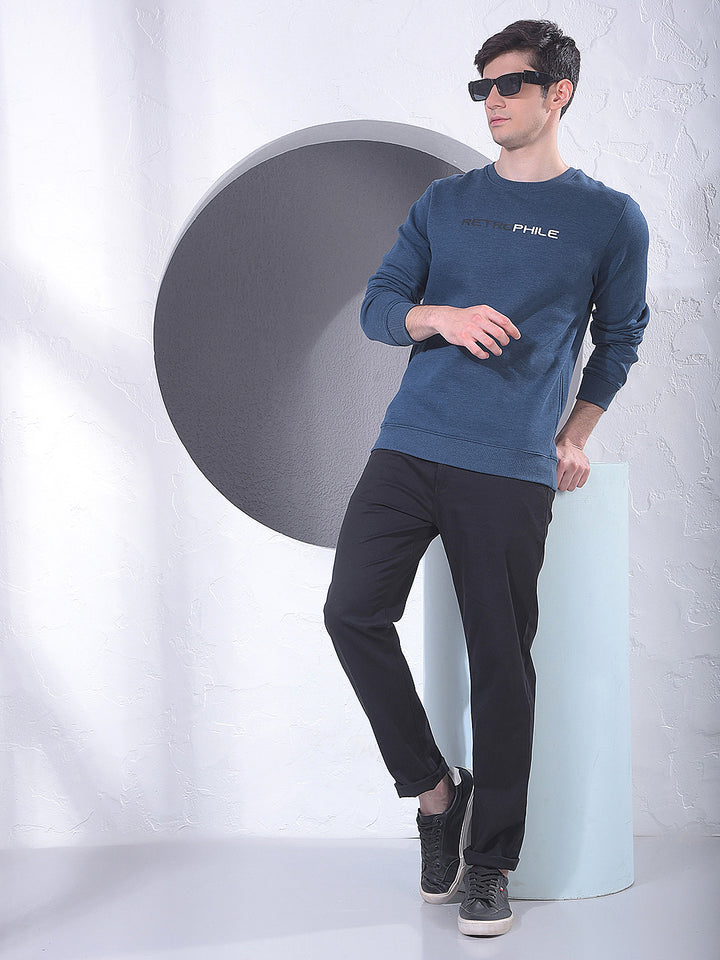 Blue Printed Sweatshirt-Men Sweatshirts-Crimsoune Club