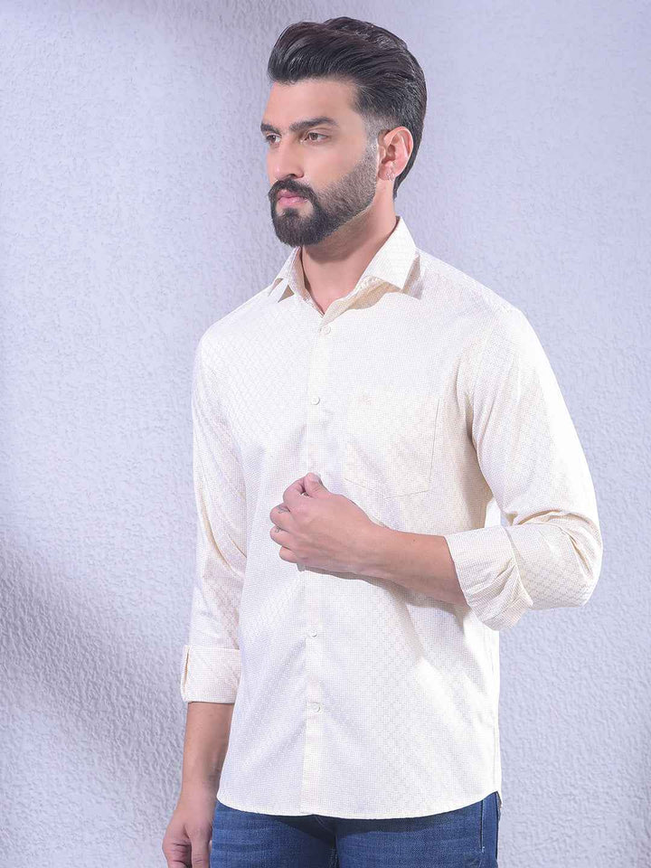 Yellow Printed 100% Cotton Shirt