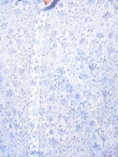 Blue Floral Print Shirt