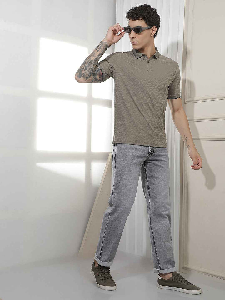 Olive Jacquard Polo T-Shirt