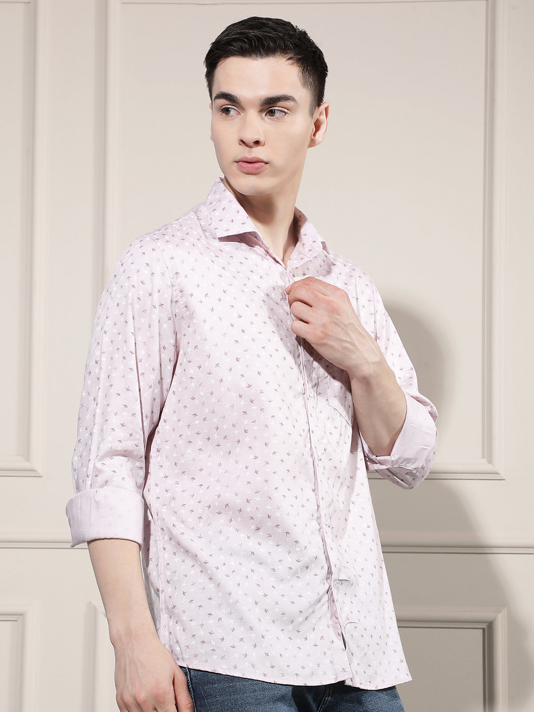 Sleek Blush Pink Printed Shirt