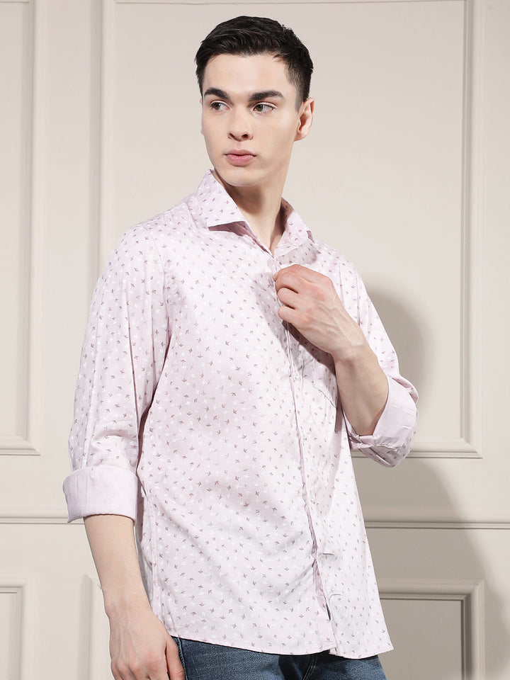 Sleek Blush Pink Printed Shirt