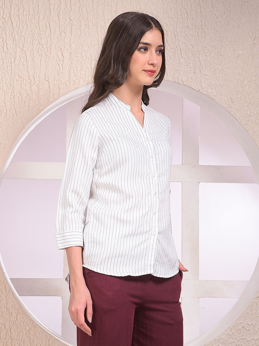 White Vertical Stripes Shirt