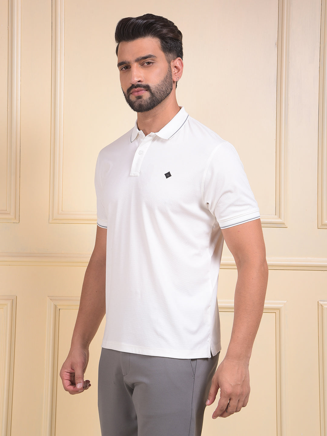 White Polo Neck T-Shirt