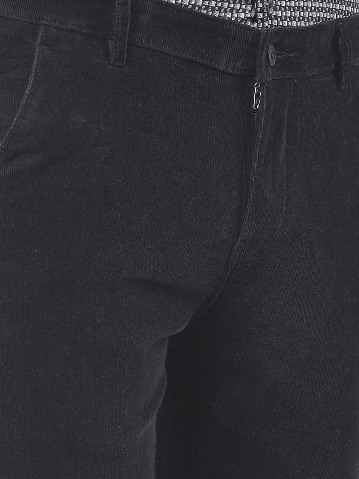 Black Straight Corduroy Trousers