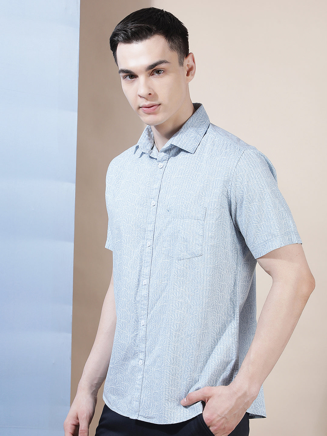 Blue Floral Print Shirt