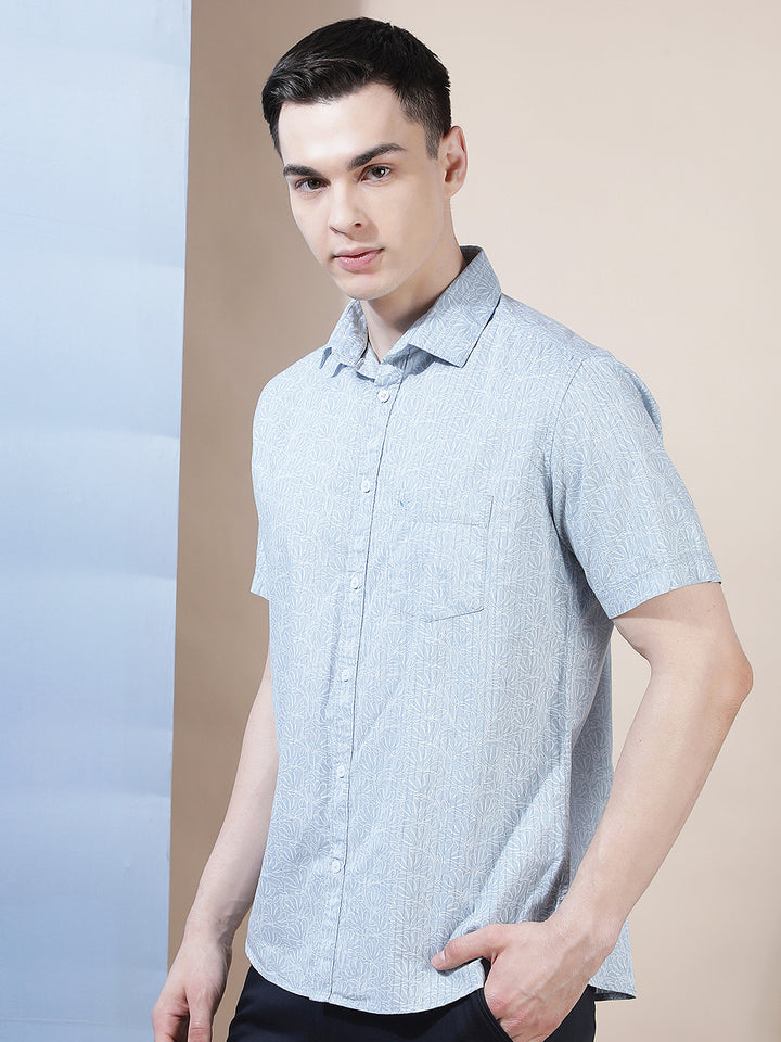 Blue Floral Print Shirt