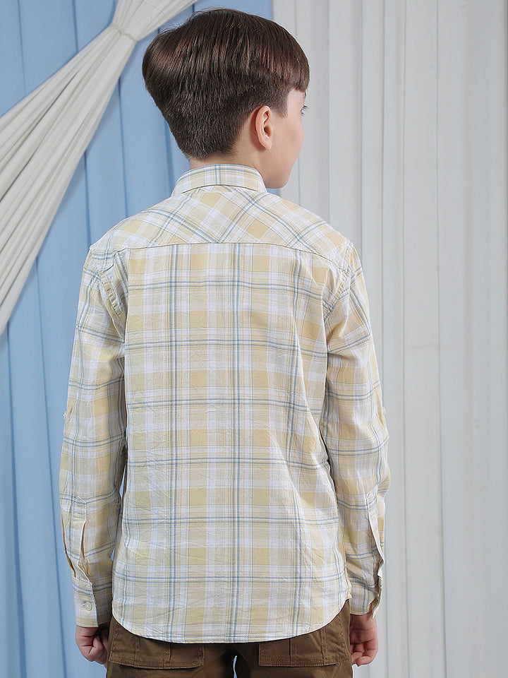 Yellow 100% Cotton Checked Shirt