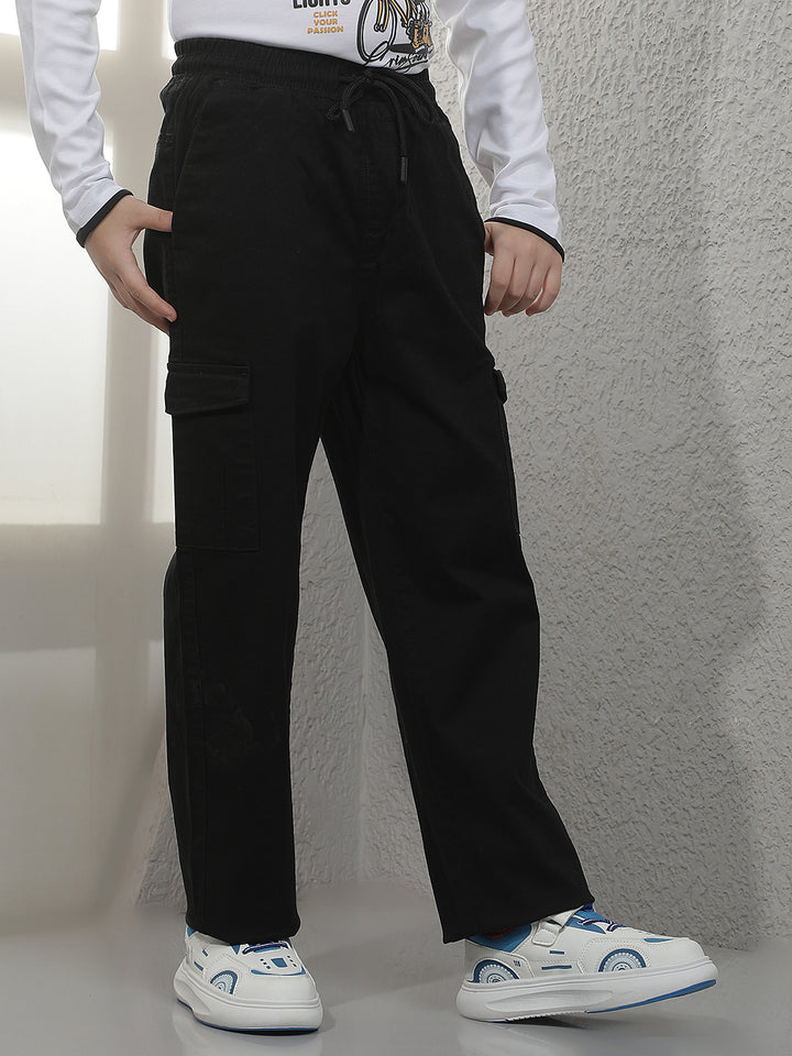 Modern Raven Black Cargo Trackpants