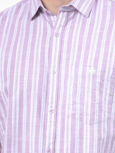 Purple Vertical Stripes 100% Cotton Shirt