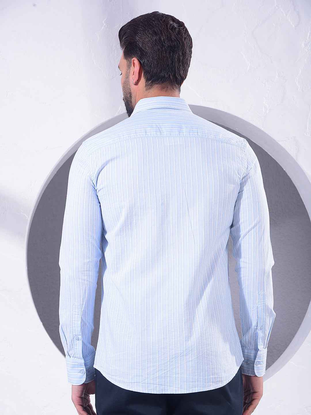 Blue Vertical Stripes 100% Cotton Shirt
