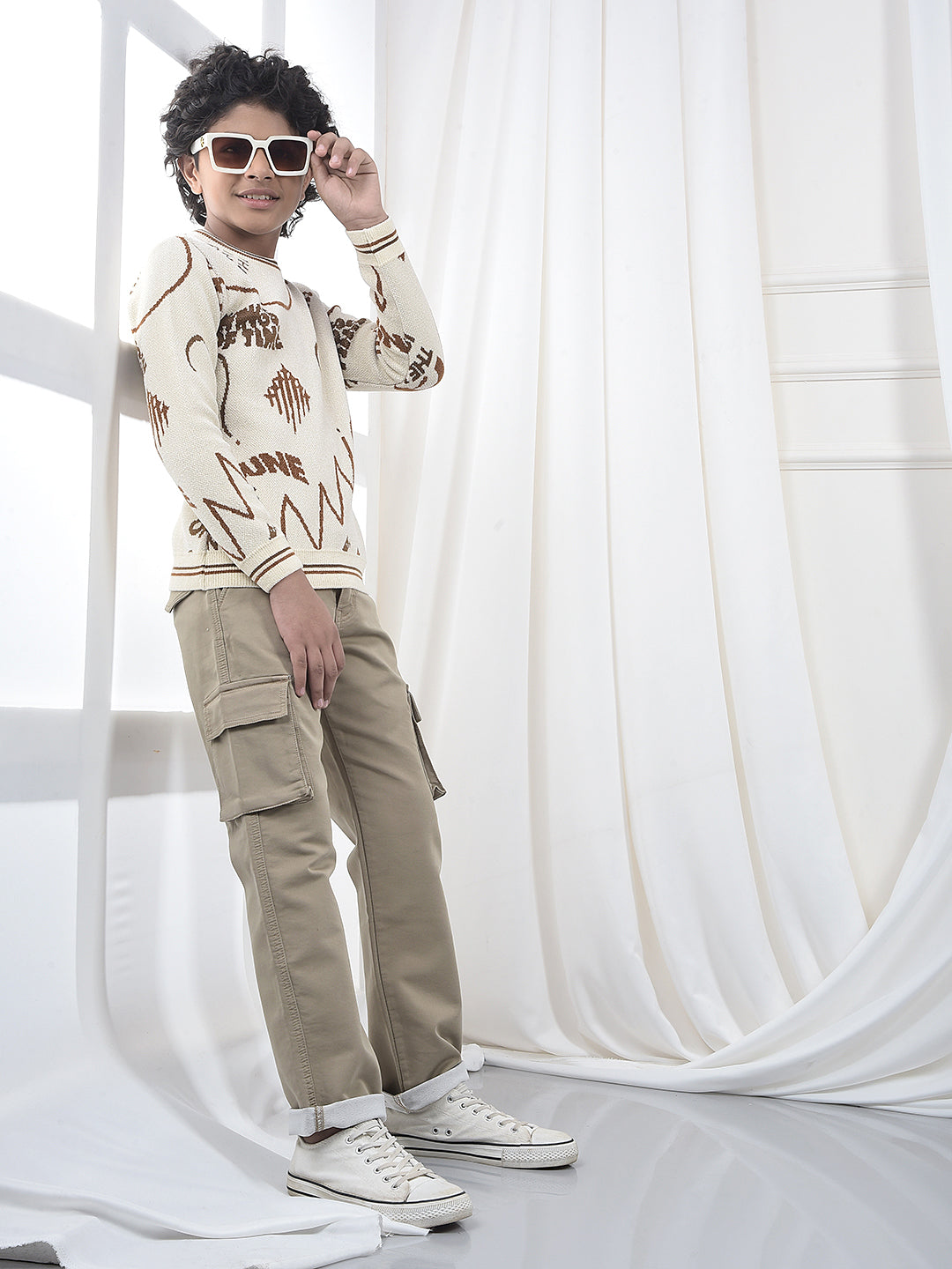 Urban Beige Baggy Cargo Jeans