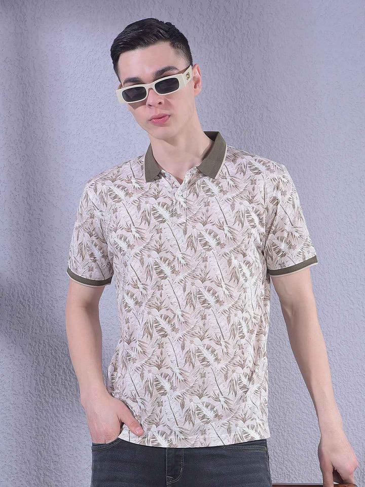 Beige Floral Print T-Shirt