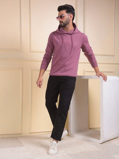 Pink Embroidered Hooded Neck Sweatshirt