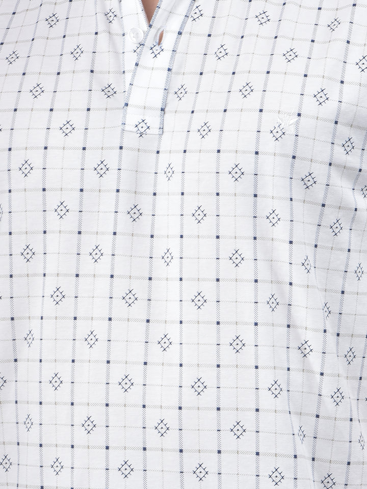 White Printed Polo Neck T-Shirt