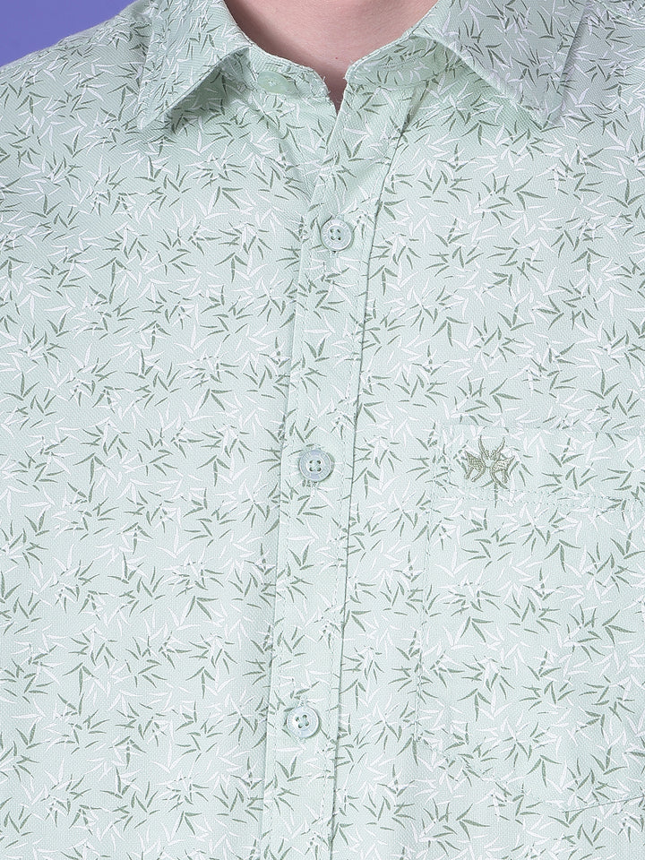 Sharp Green Floral Print Shirt