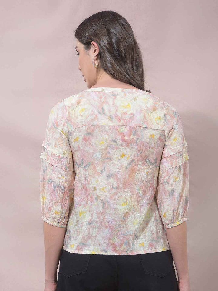 Multicolor Floral Print V-Neck Top