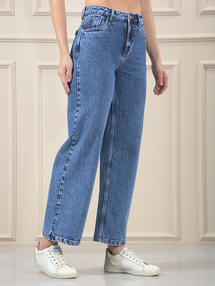 Blue 100% cotton Wide Leg Jeans