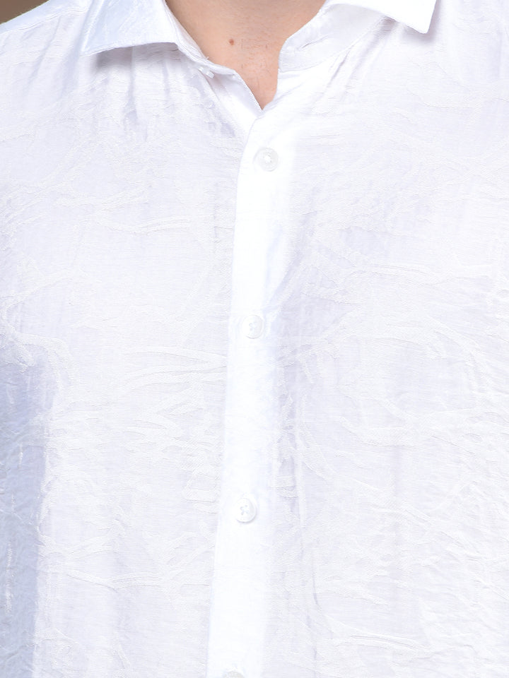 Elite White Formal Jacquard Shirt