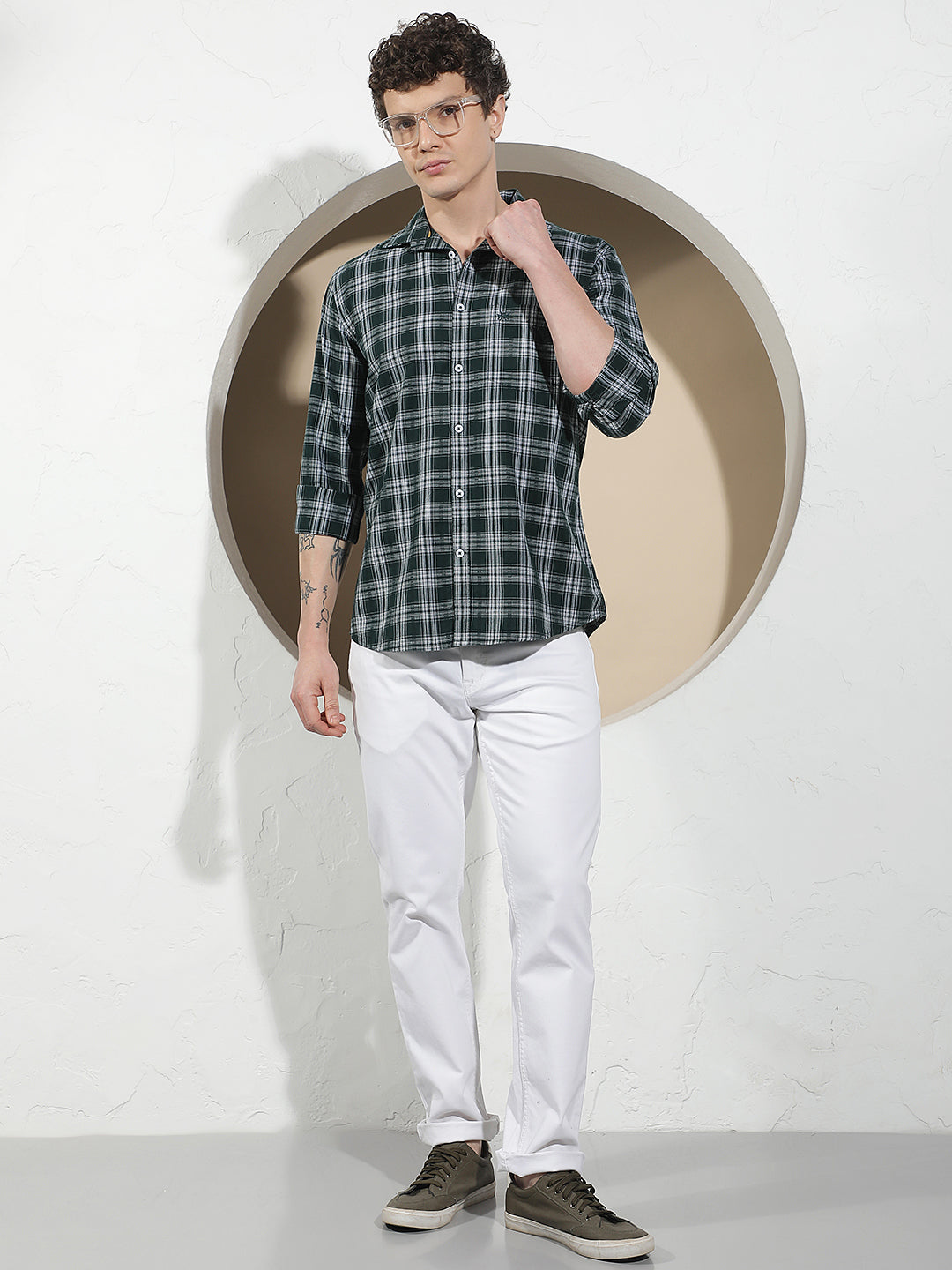 Green Checked 100% Cotton Shirt
