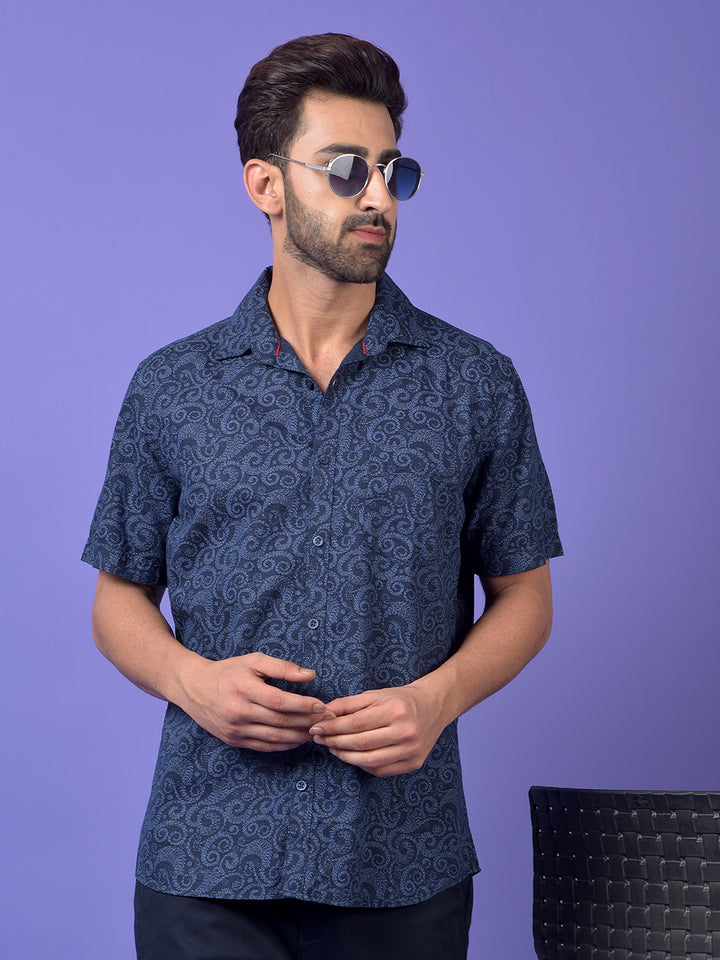 Navy Blue Printed Shirt
