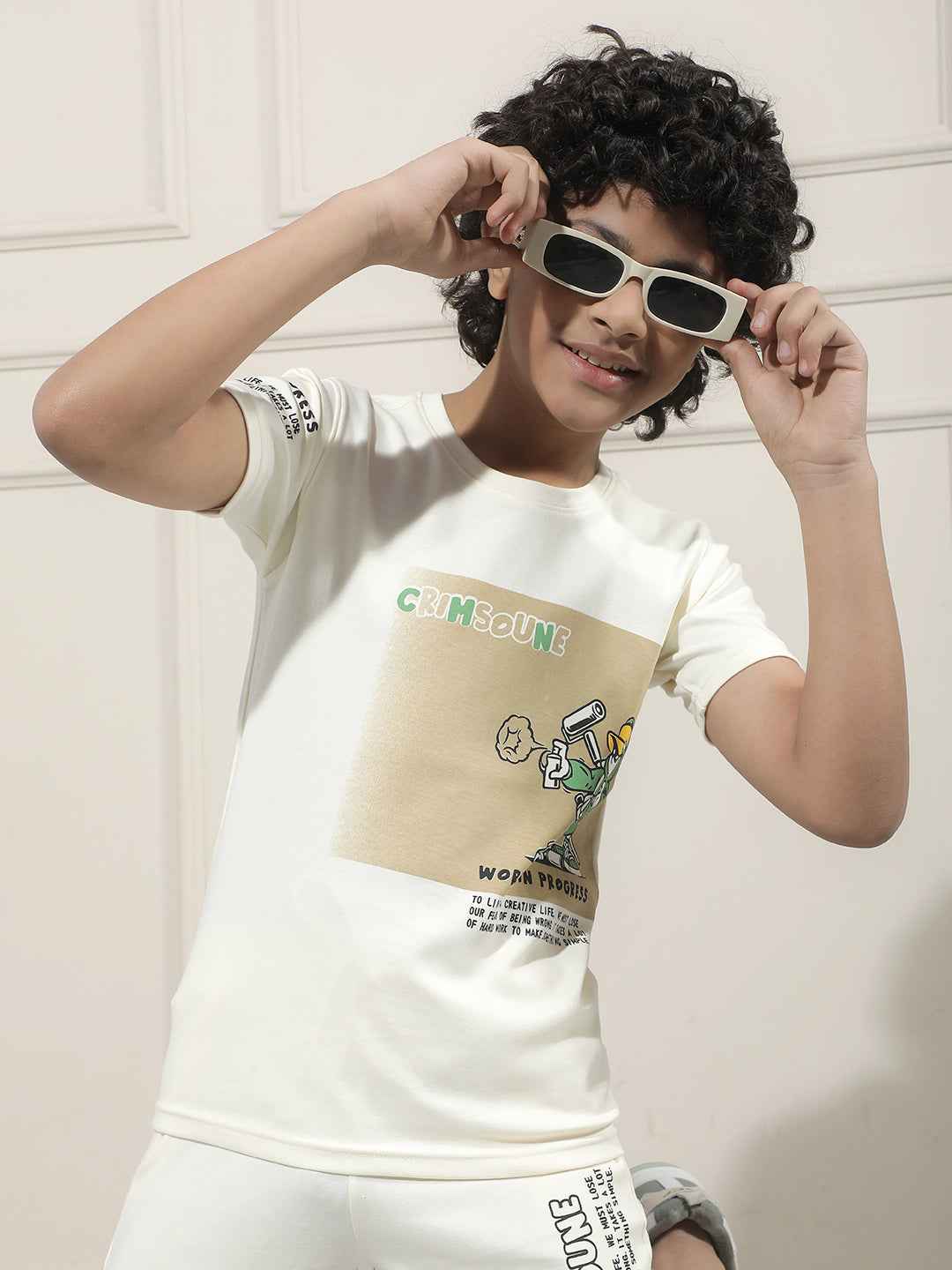 Cream Graphic Print T-Shirt