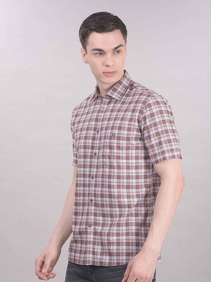 100% Cotton Brown Checked Shirt