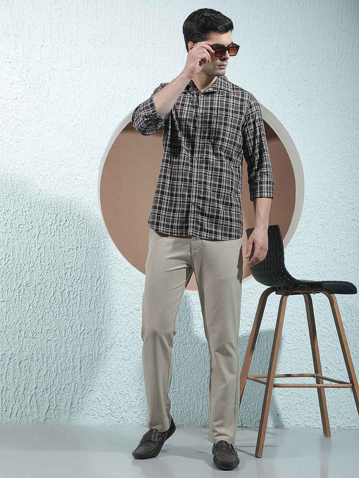 Beige Easy Wear Trousers