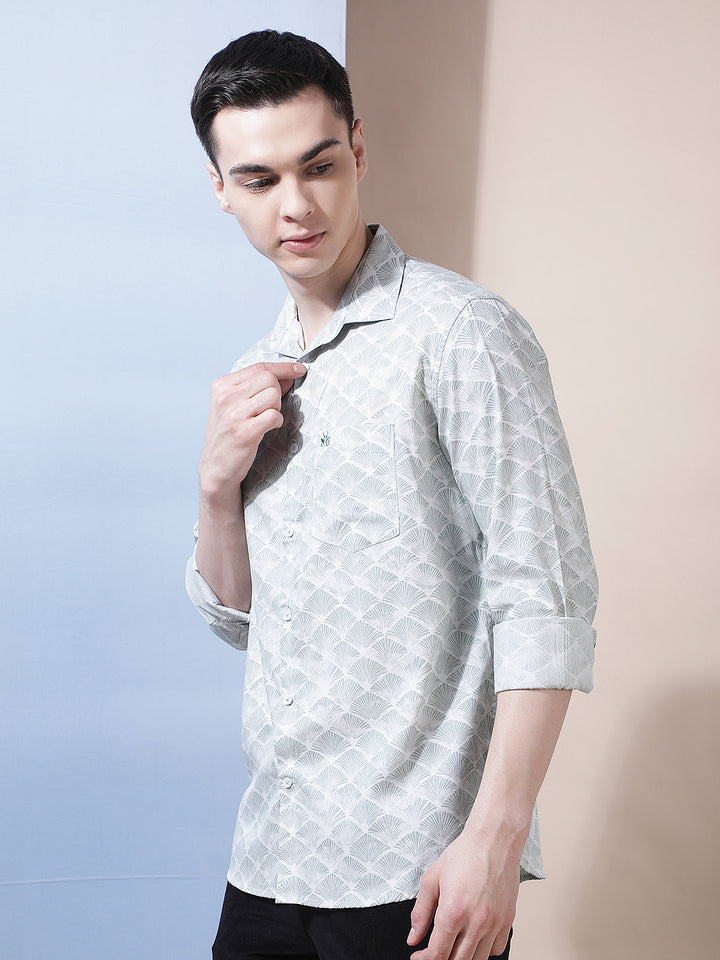 Tailored Military Green Printed Shirt