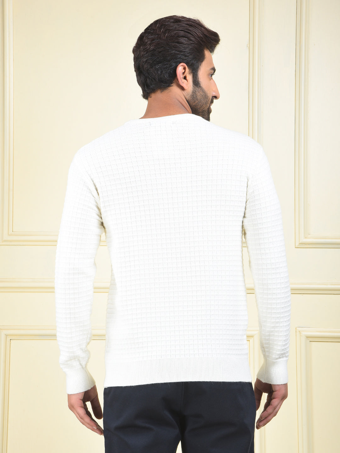 Off White Jacquard Knitted Sweater