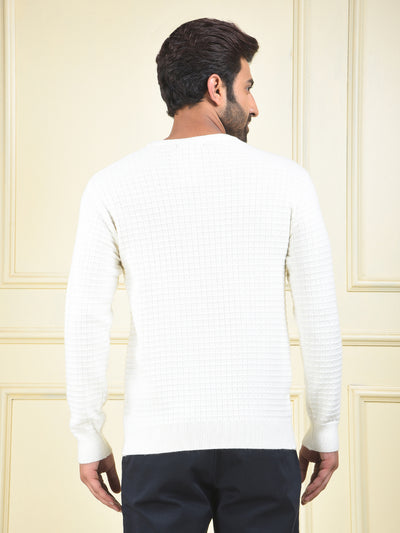 Off White Jacquard Knitted Sweater