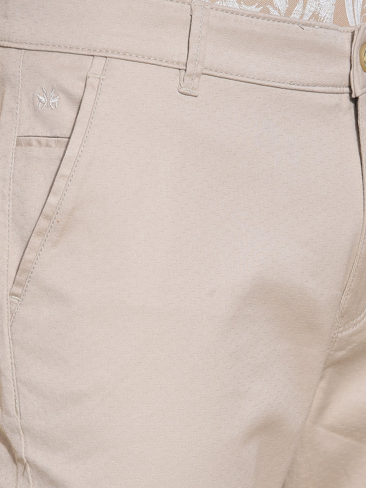 Beige Printed Trousers