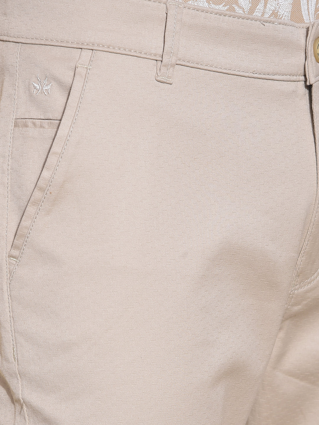 Beige Printed Trousers