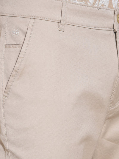 Beige Printed Trousers