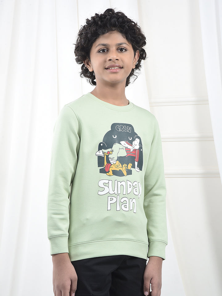 Green Graphic Print Sweatshirt