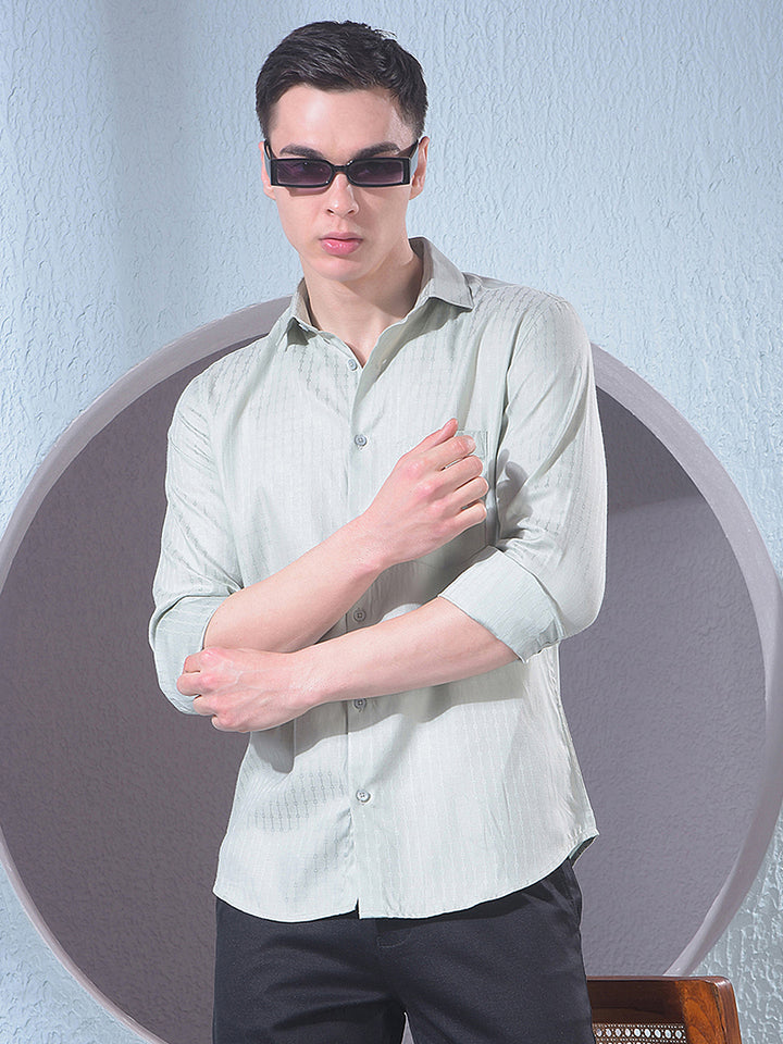 Stylish Green Jacquard Shirt