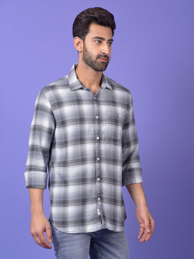 Grey Checked 100% Cotton Shirt