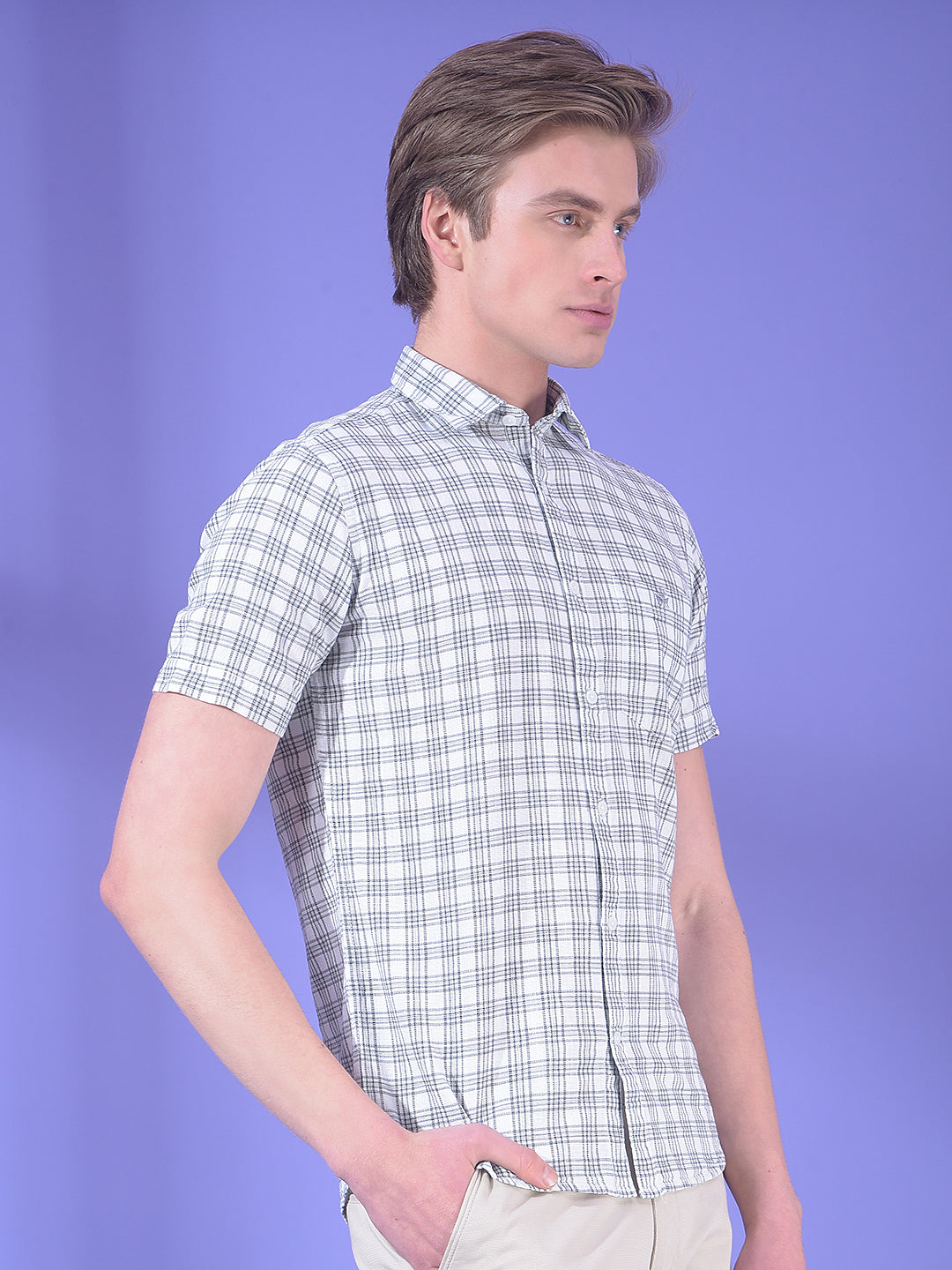 White Checked 100% Cotton Shirt