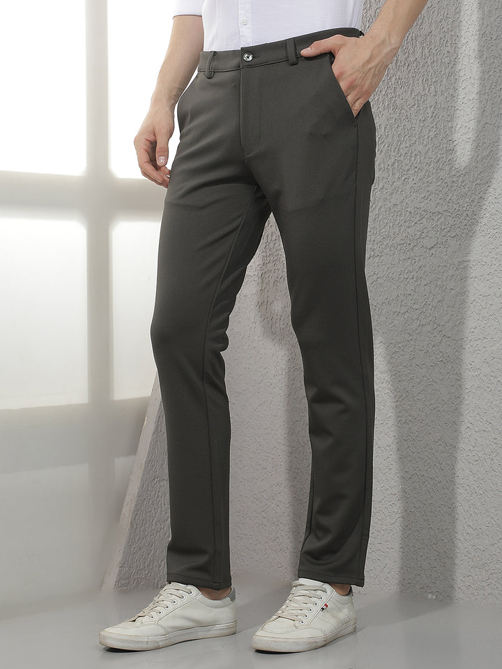 Structured Forest Olive Knitted Trousers