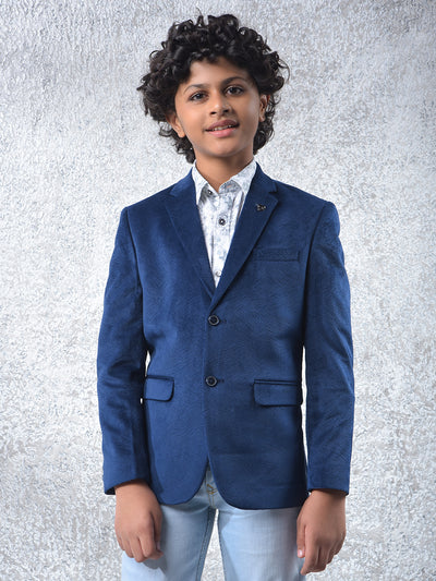 Blue Jacquard Single Breasted Blazer