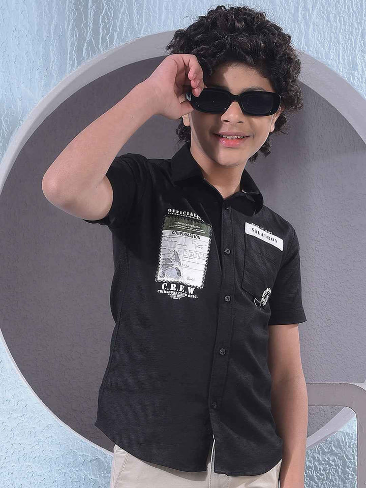 Black Typographic Print Shirt