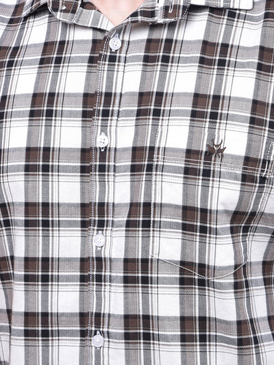 Brown Checked 100% Cotton Shirt