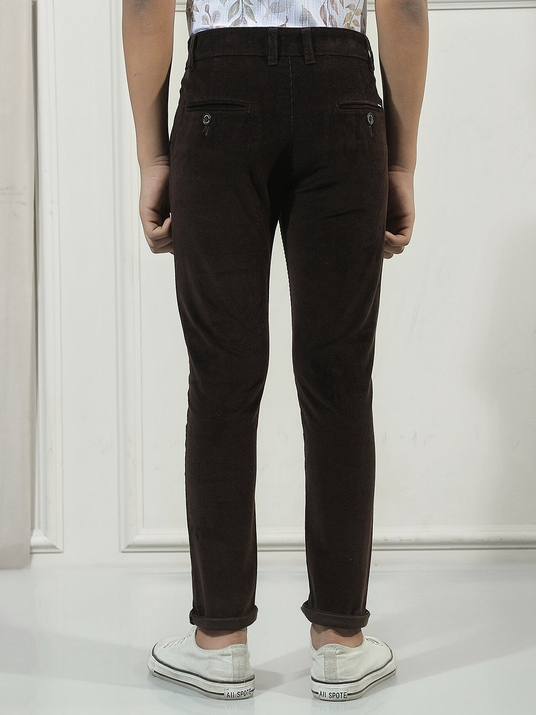 Brown Cotton Stretchable Corduroy Trousers