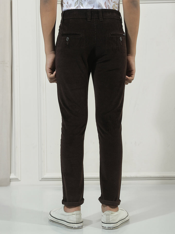 Brown Cotton Stretchable Corduroy Trousers