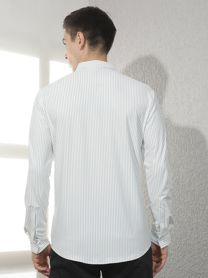 White Vertical Stripes Shirt