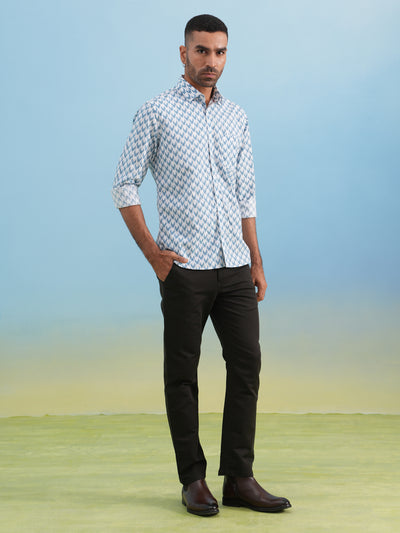 Frosted Blue Printed Shirt