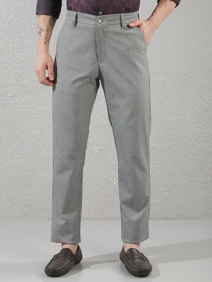 Grey Vertical Striped Trousers