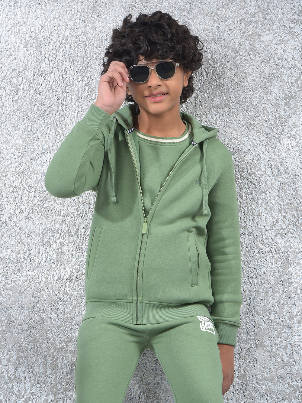 Green Hooded Neck Sweatshirt