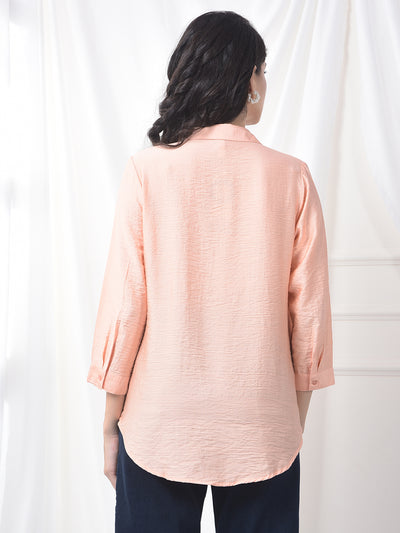 Blush Peach Airy Weave Fluid Fit Top