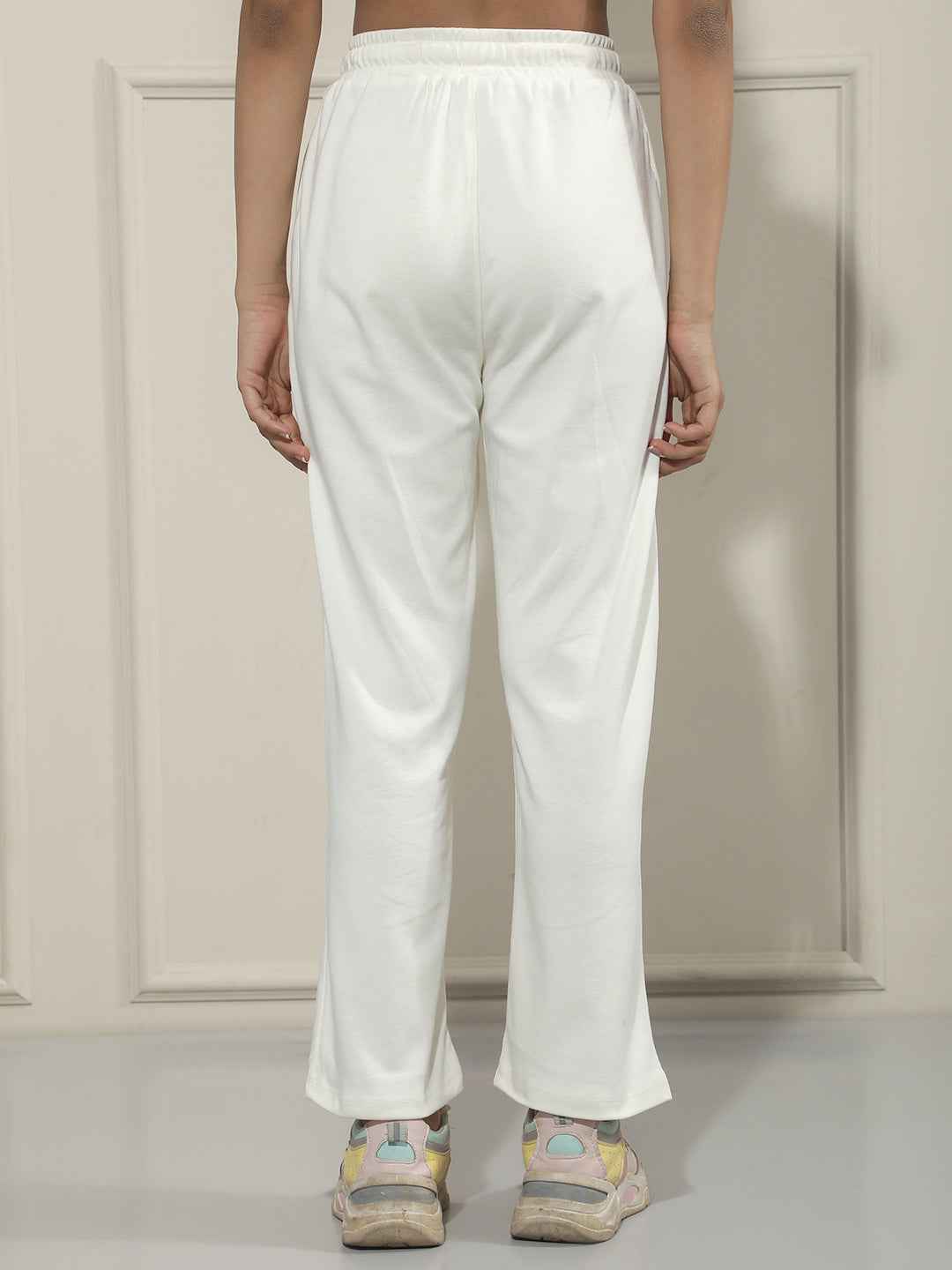 Graphic Print Off White Trackpants